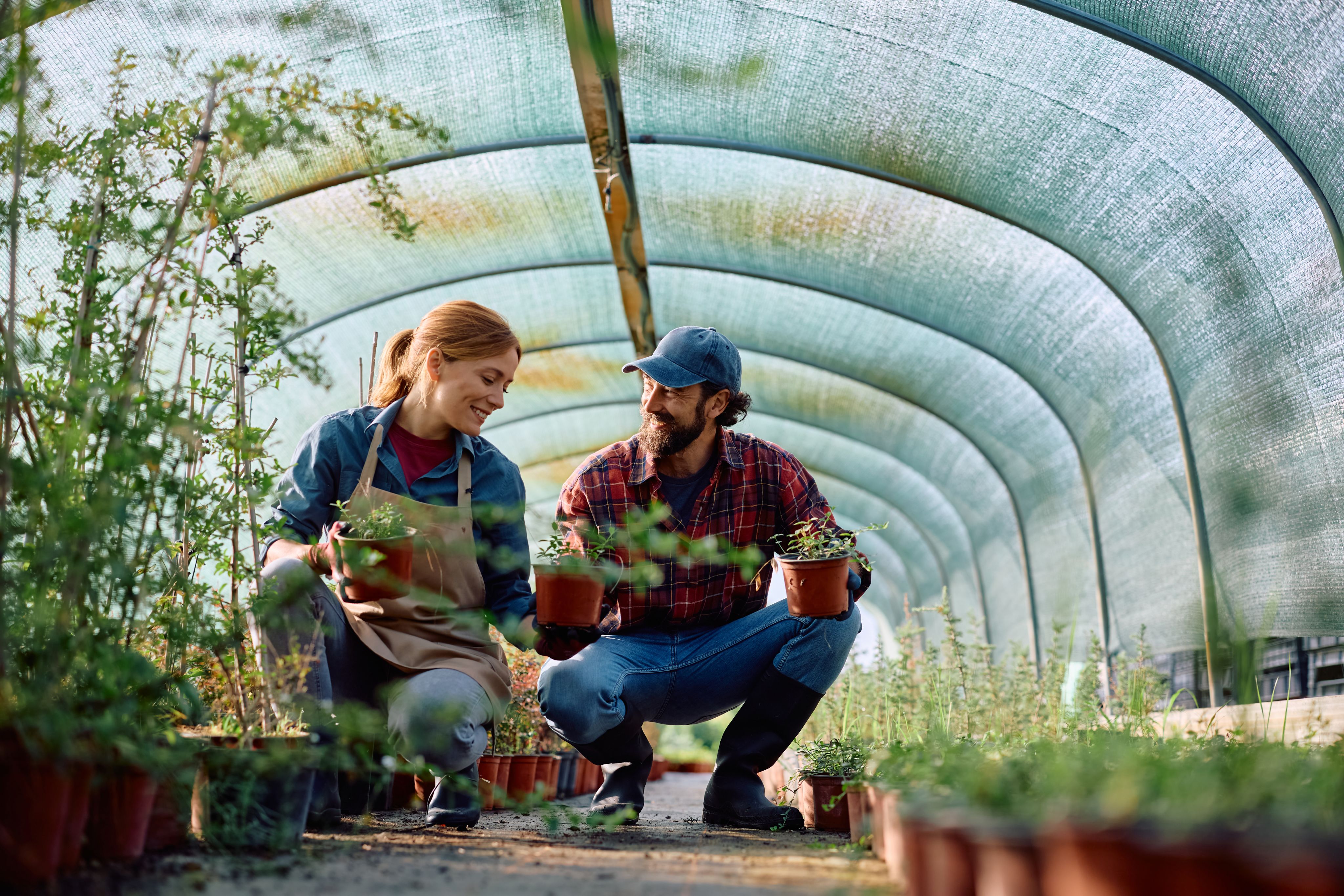  Happy greenhouse workers cooperating at plant nursery - Copyright - Drazen / Adobe Stock
