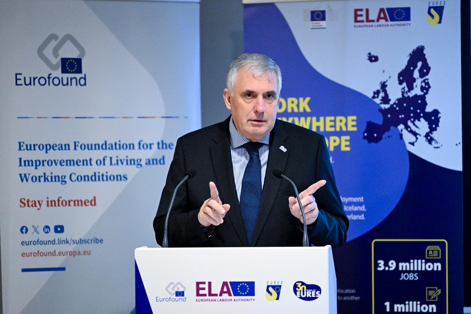 Ivailo Kalfin, Executive Director of Eurofound, presenting at a conference on labour shortages